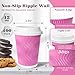 Charmount 100 Pack 12 oz Pink Disposable Insulated Coffee Cups with Lids - Ripple Wall Hot Paper To-Go Cups for Coffee, Tea, Cocoa, and Drinks - For Valentines Day