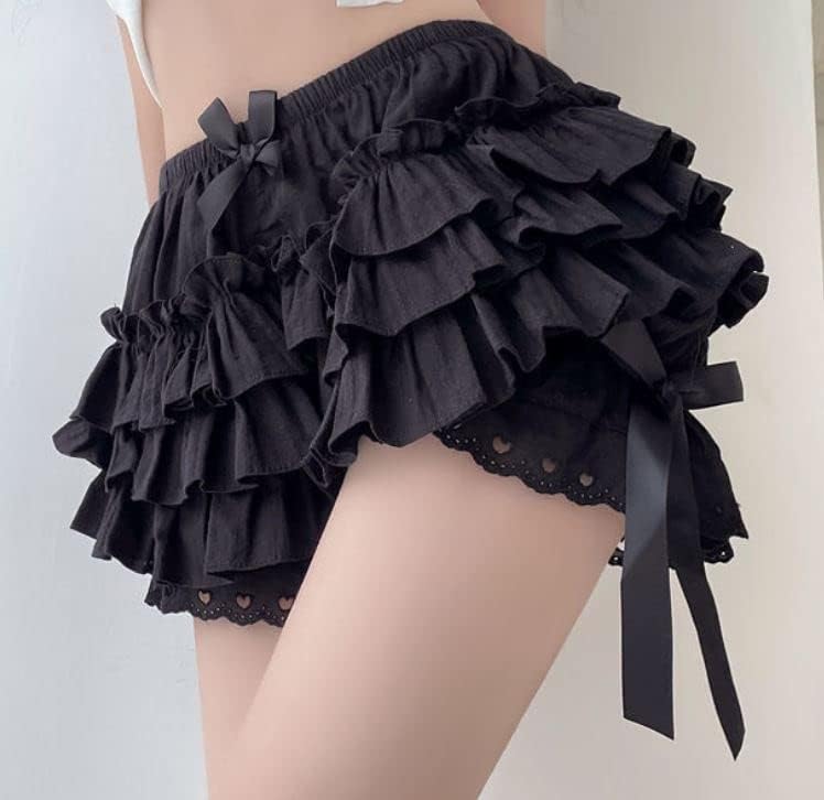 Lolita Bloomer Shorts for Women Black Pettipants Ruffled Cotton Lace - Image 5