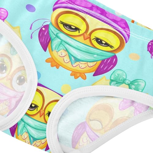 Cotton Girls Underwear Toddlers Cute Cartoon Owls Teal Blue Panties Little Girl Bright Briefs Undies Kids 2t4