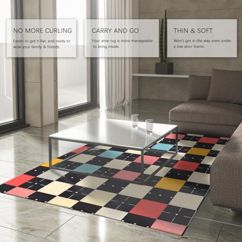 Tapis 80x150cm à carreaux lavable pour chambre de bébé - 4