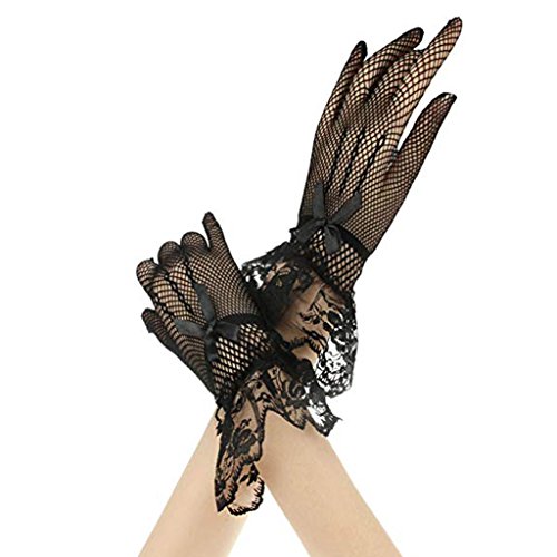Homyl Rendas Luvas Curtas ópera Casamento Nupcial Festa à Noite Traje Acessório Acessório - Preto