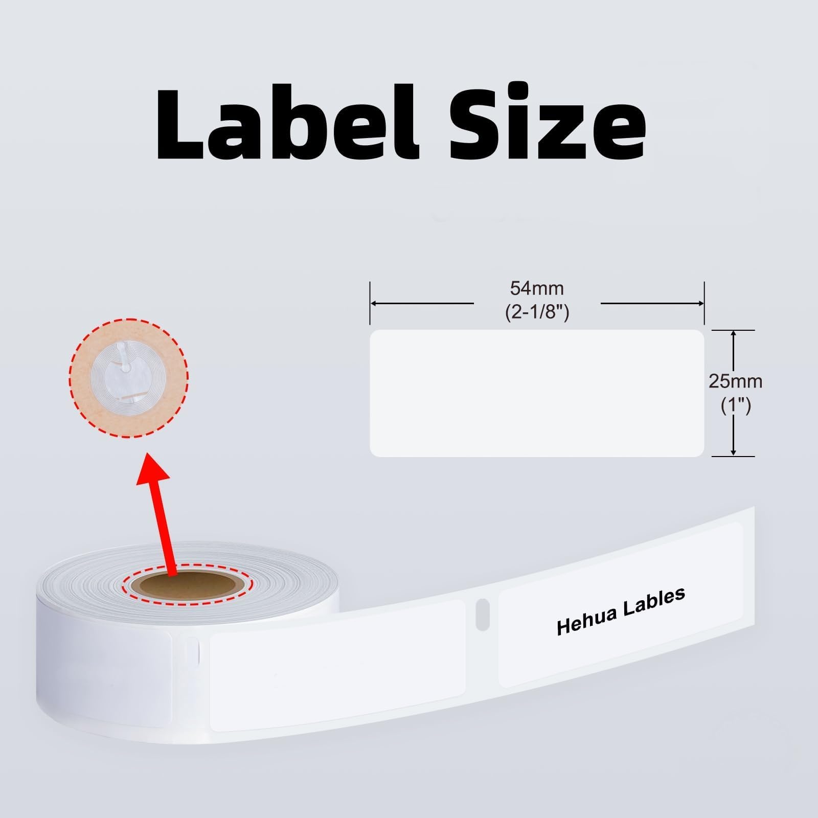 Hehua Lot de 4 rouleaux d'étiquettes compatibles avec DYMO Labelwriter 5XL 550 4XL 450 30336 avec puce RFID, étiquettes d'adresse de retour, 25 mm x 54 mm, total de 2000 étiquettes/4 rouleaux