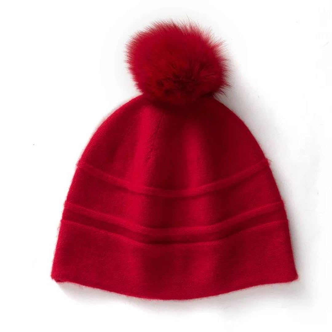 Damska zimowa ciepła kaszmir czapka na pompon dzianinowa czapka streetwear jednolity kolor czapka czerwona czapka damska czapki czapki