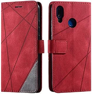 Huawei P20 Lite Case, SONWO Premium Leather Flip Wallet Case Magnetic Closure Card Slots Kickstand Phone Case for Huawei P20 Lite, Red
