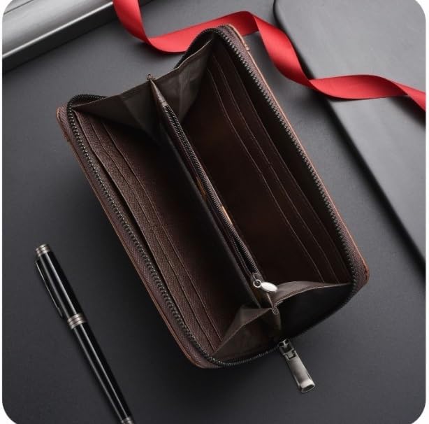 VIDI Retro Men's Wallet Long Zipper Multi-card Slot Pu Large Capacity