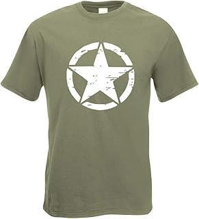 Camiseta con estampado de estrellas del ejército de los Estados Unidos, verde oliva, XL