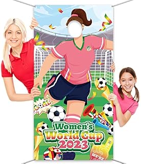 DPKOW 2023 Women's World Cup Photo Props Accessories, Funny Football Player Face Game for 2023 World Cup Banner Decoration, World Cup Football Game Backdrop Decoration for Home Bar Club, 185 * 90cm