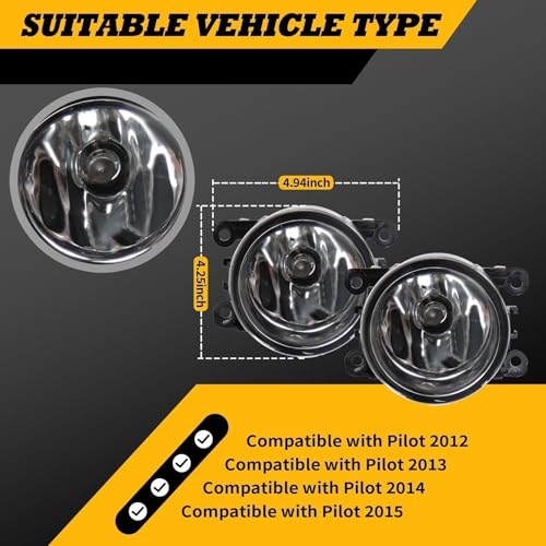 Jecoupoon Pair Front Fog Light Assembly Compatible with Pilot 2012 2013 2014 2015 Driver and Passenger Side Fog Lamp w/Cover & Chrome Trim 71112SZAA60 HO1039145 by Jecoupoon - Used condition - Image 2