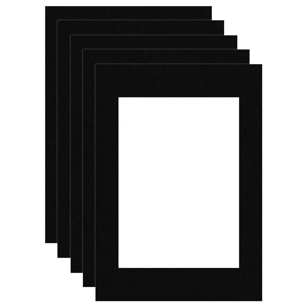 Procut Global A2 Black Picture Mounts Board to Fit A3 Aperture Size - Photo Mount Card Ideal for Prints, Artwork, Crafts & Certificates - Sizes & Colors Available - Pack of 5