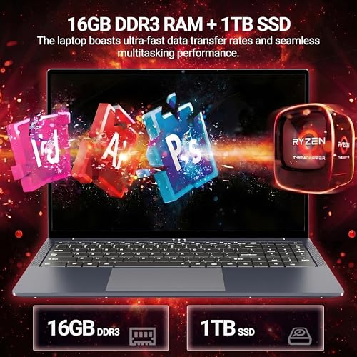 Image of KUMNOSAL 2026 Laptops, 16 inch Laptop Computer with Core i5-8210Y Processor (Up to 3.6GHz) 16GB RAM 1TB SSD, UHD Graphics, FHD 1920 * 1200, WiFi 5, BT 5.0, 180Open Lap Top, Win 11 PRO, Backlit Keyboard