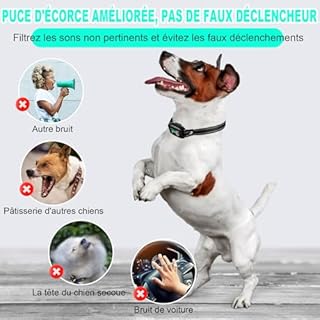 Collier Anti Aboiement pour Chien, Modes Son/Vibration/Choc électrique, Collier Anti-aboiement électrique pour Chien, étanche IP67, 8 Niveaux de sensibilité