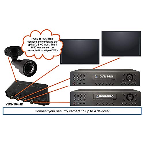 Cctv Camera Pros Vds-104Hd Hd Cctv Video Distribution Box | 1 To 4 Bnc Security Camera Splitter | Ahd Hd-Tvi Hdcvi | Surveillance Dvr Loop Out | Rg59 / Rg6 Coaxial Cable Transmission #TOP4