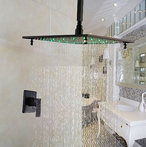 Mélangeur de douche monocommande et grand pommeau pluie LED 40 cm Gowe