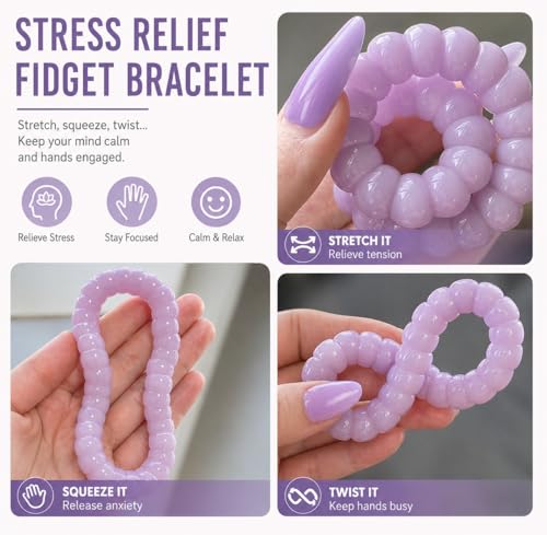 Image of Fidget Bracelet Fidget Adults Anxiety Relief Items Bodhi Beads Jewelry Stretch Sensory Beaded Bracelets for Women Men Christmas Stocking Stuffers