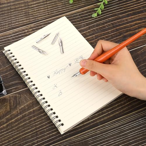Piriuuo 14 Pack Dip Pen Set Nib Pen Holder Comic Pen Nib Set G Pen Ink Nib Calligraphy Pen Nibs Wooden Drawing Pen Holder with Stainless Steel Pen Nibs Dip Pens for Writing Painting - Image 3
