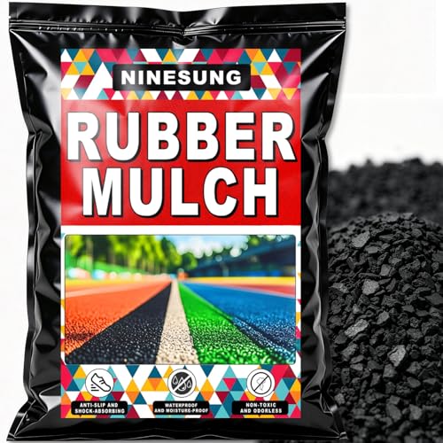 Black Rubber Mulch for Landscaping Playground Kindergarten Park School Sports Tennis Court Pitch Rubber Mulch Running Track Material Playground Mulch (Black 2 Pounds)