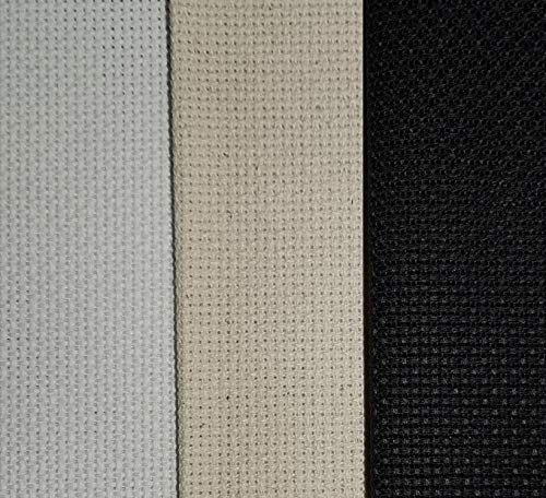 Image of KCS 3 pc of 12 inch x 18 inch 18CT Counted Cotton Aida Cloth Cross Stitch Fabric (White+Oatmeal+Black)