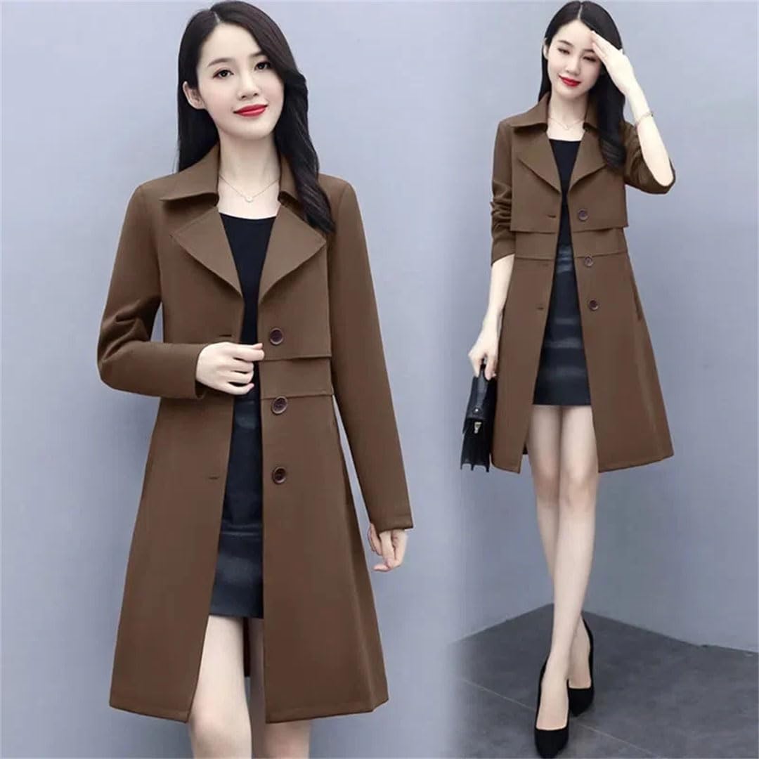 Trench lungo da donna monopetto slim trench cappotto femminile Outwear Autunno Manica lunga Trench