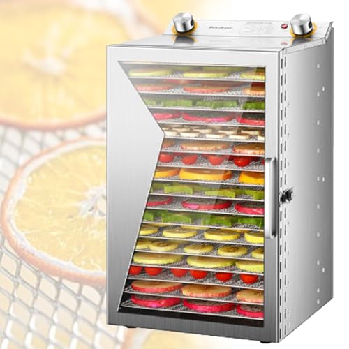 Essiccatore Elettrico per Alimenti, essiccatore per Frutta e Carne in Acciaio Inossidabile con Timer da 12 Ore, Design a 6 Strati per un'essiccazione efficiente di Frutta, Verdura e Carne secca