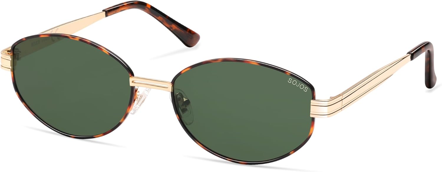 SOJOS Trendy Oval Round Polarized Sunglasses for Women Men, Retro Chic Circle Shades SJ1255