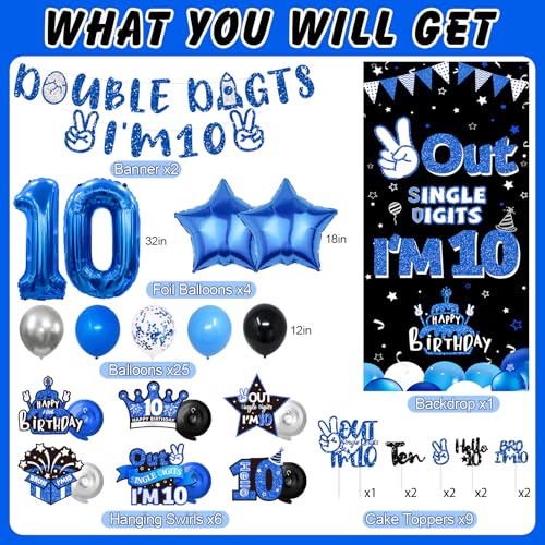 Kit anniversaire 10 ans bleu et décorations chiffres - 2