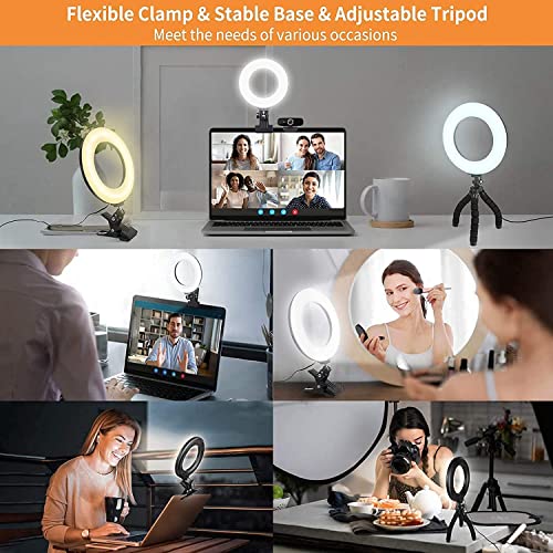 Alliteqwe Ringlicht Clip Laptop mit Stativclip Videokonferenzlicht für Video Schminke – Bild 4