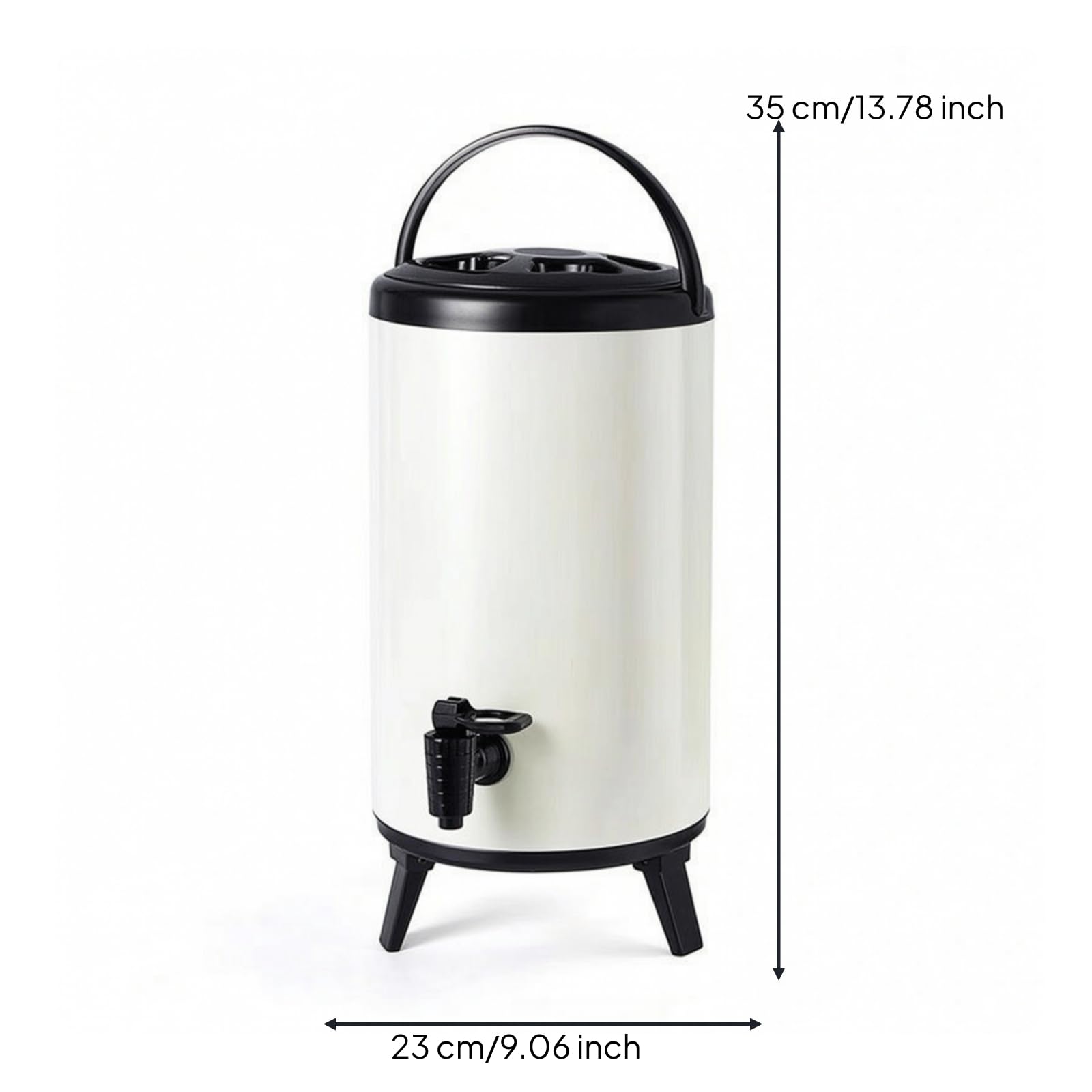 Termo Dispensador Bebidas con Grifo Aislado Termo Acero Inoxidable con Grifo Portátil Contenedor para Cafeterías, Array, Blanco Leche, 10L