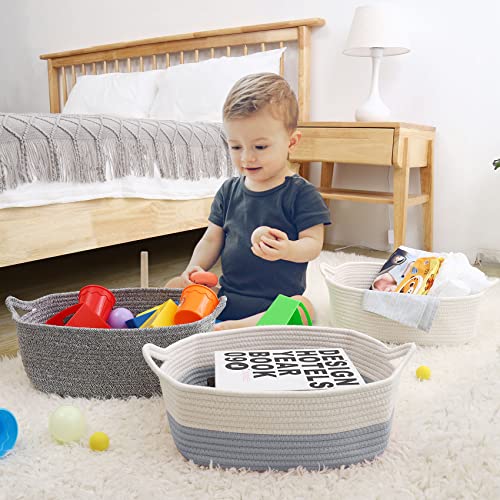Abenkle Rope Storage Basket, Cotton Woven Dog Cat Toy Bin, Cube Basket With Handle, Decorative Shelves Closet Organizing For Nursery, Empty Gift Basket Easter Baskets #TOP7
