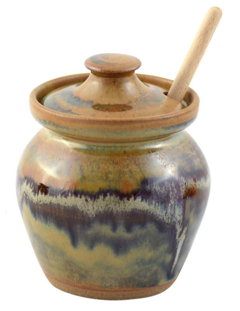 modern artisansTuscan Farmhouse Collection: Stoneware Pottery Honey Pot Jar, American Made