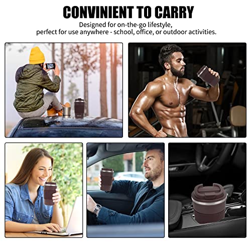 Travel Coffee Mug, 13Oz Vacuum Stainless Steel Insulated Coffee Mug With Leakproof Lid, Coffee To Go Double Walled Travel Tumbler For Outdoor, Home, Office Ideal For Ice Drinks, Hot Beverage (Brown) #TOP6
