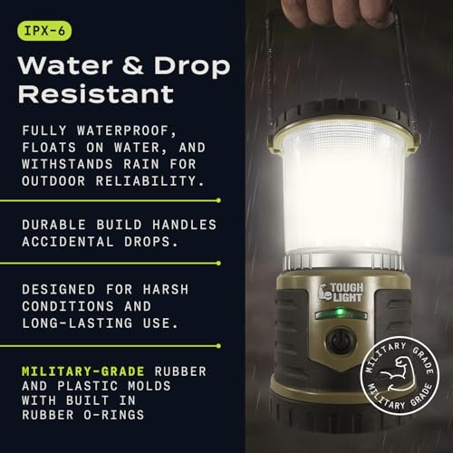 Tough Light USB Rechargeable Camping Lantern, 400 Lumens LED Lantern, Hanging Tent Lamp, 6000mAh Power Bank, 200 Hour, 6 Modes, for Outdoors & Emergency - Thumbnail 4