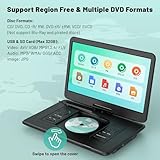 17.5" Portable DVD Player with 15.6" Large HD Swivel Screen, 6 Hours Battery, Region Free, Supports Multiple Disc Formats/SD Card/USB, Sync TV and Projector, with High Volume Speakers (Black) - Image 5
