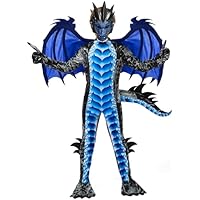 Spooktacular Creations Disfraz de dragón negro y azul con alas y
