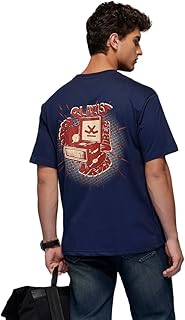 WROGN Men's 220 GSM Pure Cotton T-Shirt | Back Graphic Print | Oversized Fit