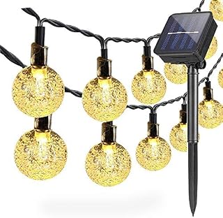 DIWUJI Solar String Lights Outdoor Garden 21ft 30 LED Waterproof Fairy Lights Globe Crystall Ball Decor Festival Colourful Light for Party Wedding Patio Christmas Decoration (Warm White)