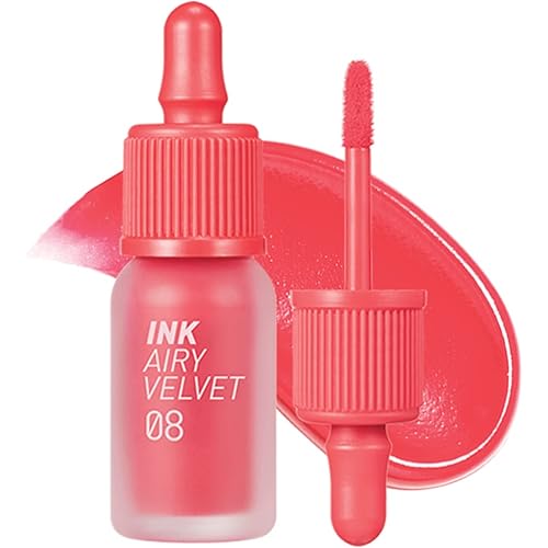 Peripera Ink Airy Velvet Lip Tint, Liquid Lip (0.14 fl oz, 008 PRETTY ORANGE PINK)