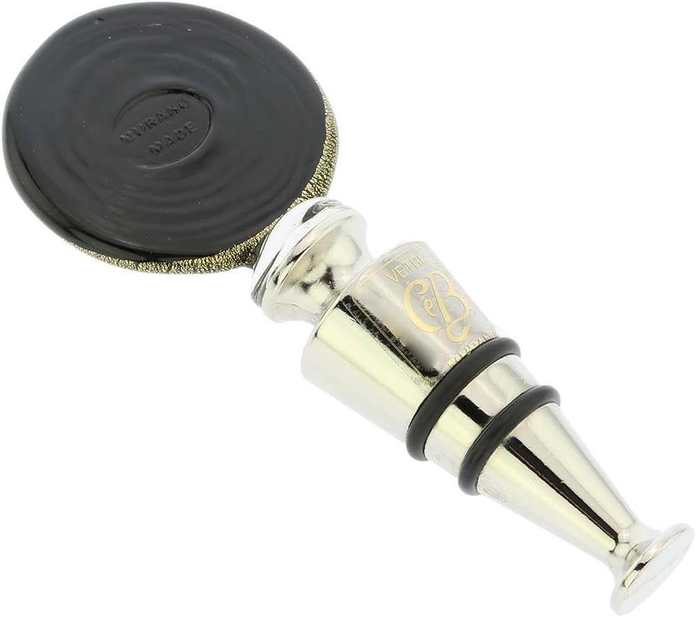 Glass Of Venice Murano Glass Lion Head Bottle Stopper - Black