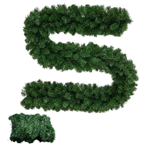 9ft Plain Green Christmas Garland | 2.7m x 25cm Realistic, Xmas Garland for Decorating Stairs, Fireplaces, Doors & Windows, Flexible, Durable Holiday Home Decor for Indoor & Outdoor.