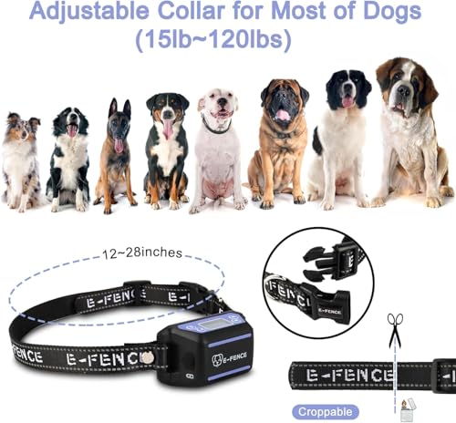 E-FENCE GPS Wireless Dog Collar Fence System,Electric Fence for Dogs,Adjustable Warning Strength,Pet Containment System, Outdoor Use Only - Thumbnail 5