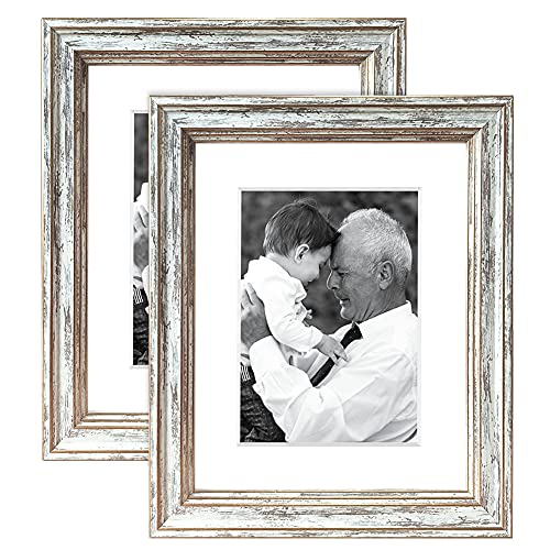 Artbyhannah 2 Pack 8X10 Inch Farmhouse Rustic Picture Frame Sets With Distressed Grain For Wall Mount Or Tabletop Display, Mother's Day Gift Photo Frames For Home Decor #TOP4