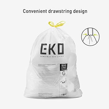 バッグ EKO Amazon.com: EKO 21 Gallon / 50-90 Liter, 60 Count Drawstring Trash