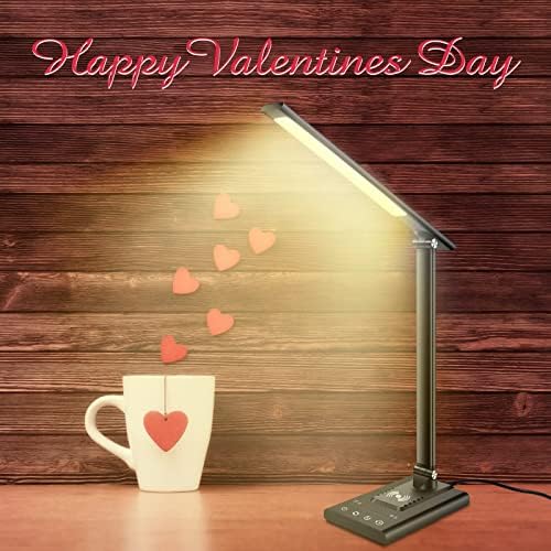 LED Desk Lamp with Fast Wireless Charger & USB Charging Port, 12W Table Lamp with 35 Adjustable Lights, Touch Control & Memory Function, Led Desk Light for Home Office, Reading, Studying (Black)