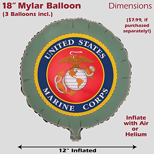 Image of Havercamp Officially Licensed US Marine Corps Mylar Balloons 6 Pack Camo & Seal Party Decorations for Marine Corps Birthday (by Havercamp)