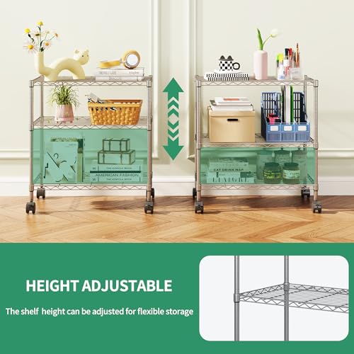 VIYET 3 Tier Shelving Metal Organizer Wire Rack for Kitchen, Office, Warehouse, Require Assembly. - Thumbnail 4