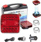 OOGKA Wireless Trailer Lights Magnetic, Portable Wireless Trailer Lights Kit, with Battery level display Display LED Tow Lights IP65 Waterproof Brake/Turn Signals for Trucks, SUVs, Boats