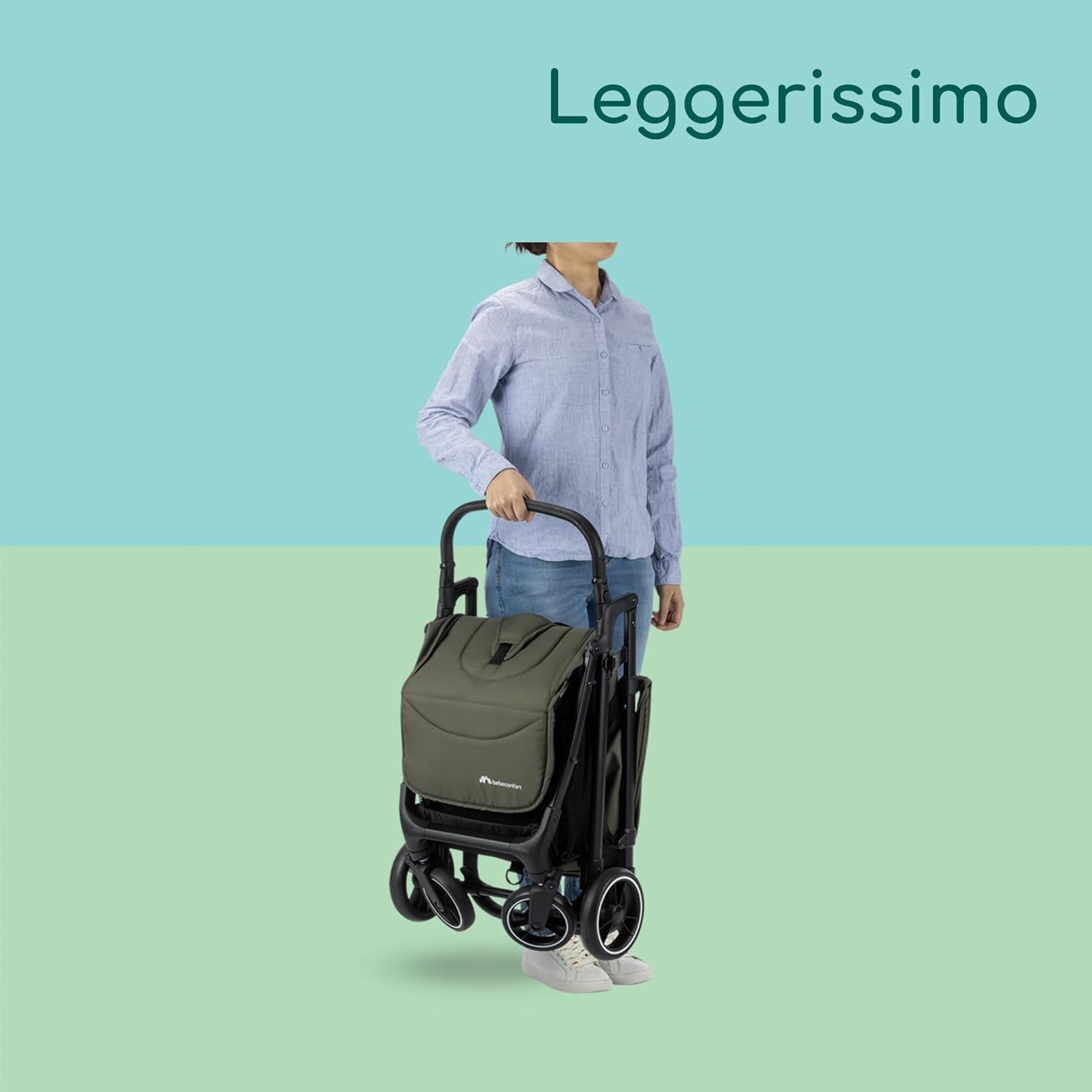 Bebeconfort Azur Passeggino Compatto Leggero 0-3 anni 15 kg Reclinabile Sdraiato Mineral Green