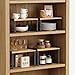 Goozii Kitchen Cabinet Organizer Shelf Set of 4, Pantry Organizers and Storage Shelves for Plates Dishes Cups Mugs, Cupboard Counter Cabinet Shelf Riser for Countertop (Bamboo Wood and Black Metal)