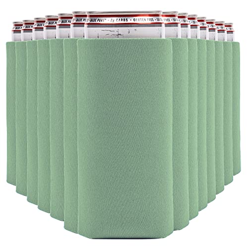 Image of Slim Can Cooler Sleeves (30-Pack) Soft Insulated Slim Can Koolie for White Claw Seltzer & Slim Beer - HTV Blanks for Vinyl Projects - Skinny Can Koolies Bulk - Tall Can Coolies for Slim Cans (Sage)