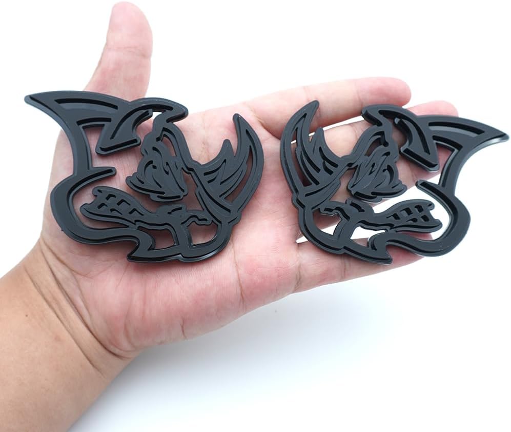 Pair Set Rhino Car Emblem 3D Badge Custom New Decal Replacement for Universal Car Vehicle, Truck, Motorcycle Door Window Decoration (Redline)