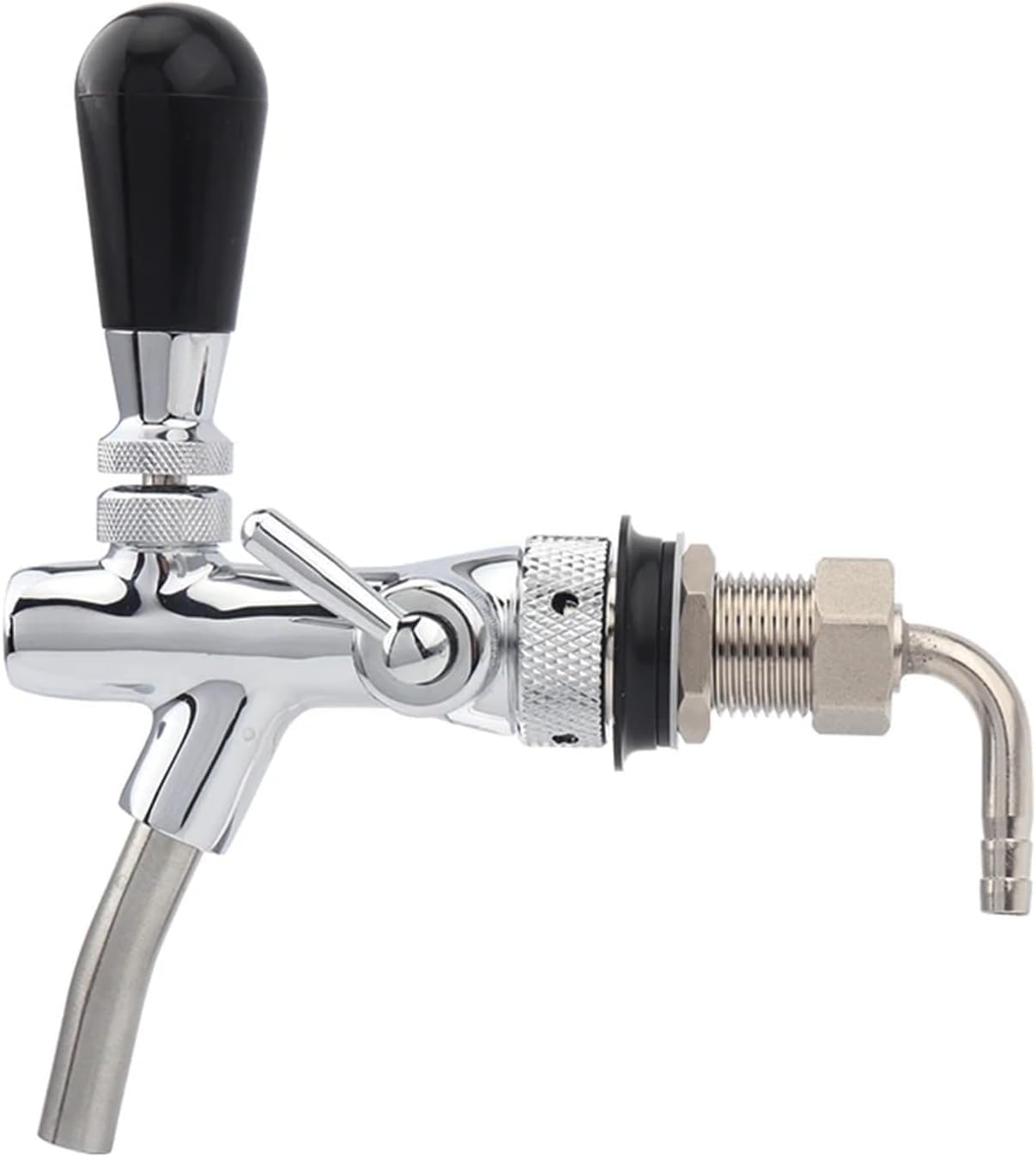 Adjustable Chrome Beer Faucet with Ball Lock Disconnect - Home Brewing Draft Tap Dispenser for Keg Beer Accessories(Adjust Beer Faucet)